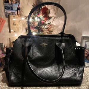 Kate Spade Black Satchel Bag with Structured Design & tases, gold zippers preown